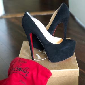 Black suede Red bottoms (authentic)